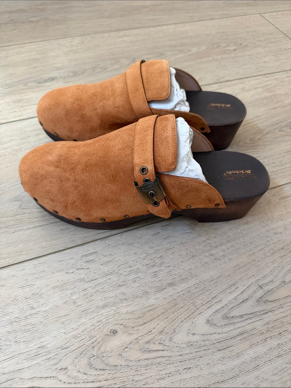 Dr. Scholl's Suede Clog Mules in Burnt Orange